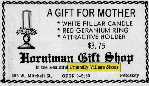 Friendly Village Shops - May 1968 Ad (newer photo)
